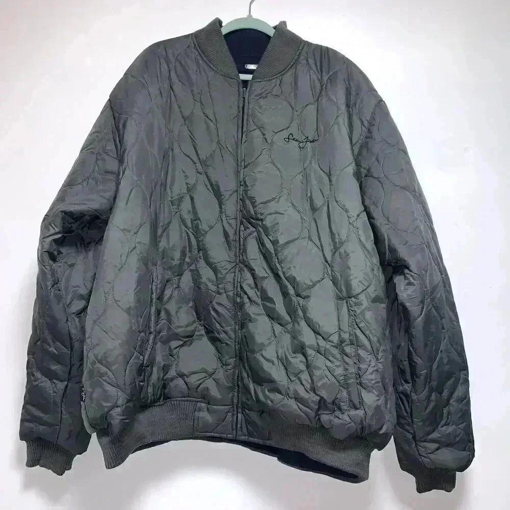 Sean John Quilted Bomber Jacket in Olive